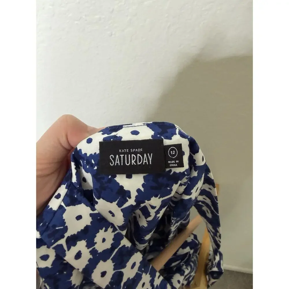 Kate Spade Saturday Blue White Ditsy Floral Cut Out Dress Size 12 Whimsical